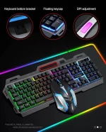 مجموعة كيبورد وماوس ألعاب RGB بإضاءة خلفية وتصميم سلكي للكمبيوتر