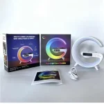 سماعة وشاحن لاسلكي مزود بمصباح LED لتشغيل الموسيقى وشحن الهاتف لاسلكيًا