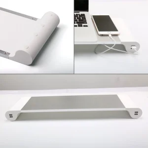 حامل لابتوب وكمبيوتر من الألمنيوم مع أربعة منافذ USB 3.0 لتنظيم المكتب