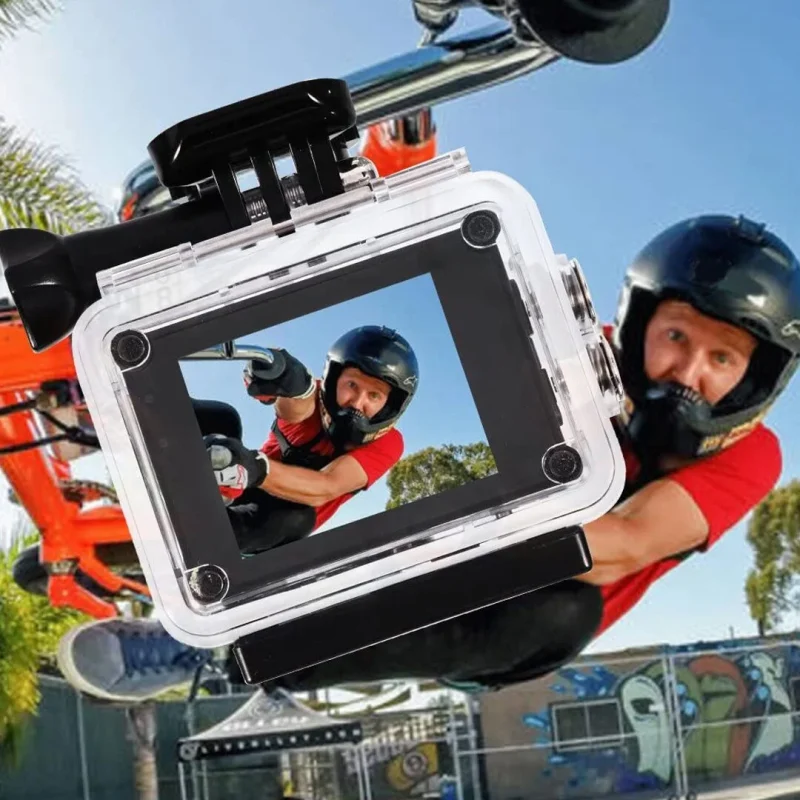 waterproof-4k-action-camera كاميرا رياضية مقاومة للماء بدقة 4K مع غلاف للتصوير تحت الماء وعدسة واسعة 140 درجة