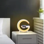 سماعة وشاحن لاسلكي مزود بمصباح LED لتشغيل الموسيقى وشحن الهاتف لاسلكيًا