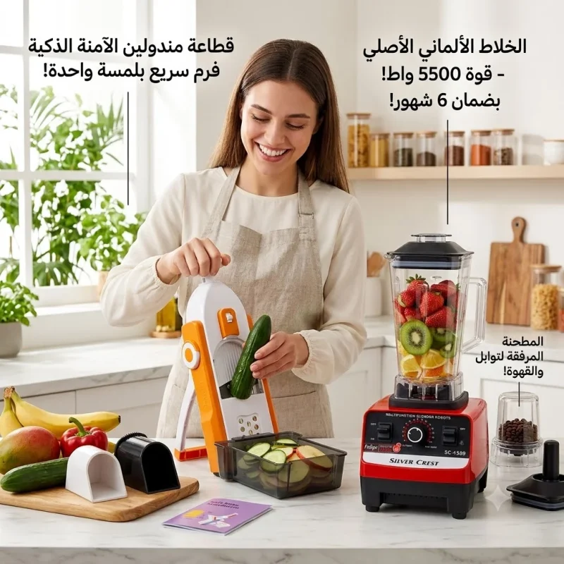 الخلاط الألماني الأصلي مع مطحنة وقطاعة مندولين الآمنة الذكية للمطبخ