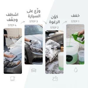شامبو سيارات نورا عالي التركيز 1 لتر لغسيل وتلميع الأسطح الخارجية مع خاصية طرد الماء